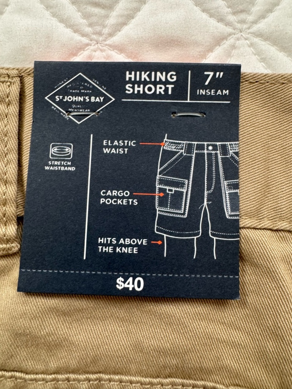 NWT St. John's Bay 100% Cotton Tan Hiking Cargo 7" Inseam Shorts Size 44 - Picture 10 of 13
